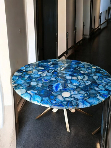 Table ronde agate bleue - en,