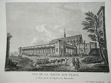 BELLE ESTAMPE "VUE HALLE AUX