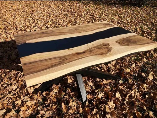 Black epoxy wood table - epoxy,