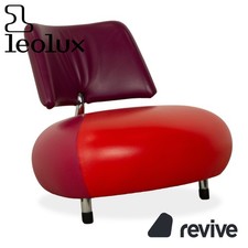 Leolux Pallone Fauteuil En Cuir Rouge Violet Space Age