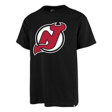 NHL Tee-Shirt New Jersey Devils Club Noir Hockey sur Glace Logo Tee Shirt