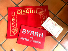 déco bar lot Porte-Menu Publicitaire BYRRH ,tapis jeux cognac BISQUIT, buvard