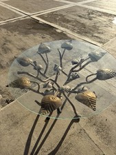 Table Basse Dorée Fer Forgé 1950 Vintage 