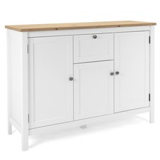 Commode blanc dressoir meuble de rangement avec 3 portes 1 tiroir Homestyle4u