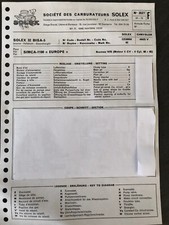 Fiche Technique 1975 SIMCA