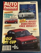 Auto Hebdo AutoHebdo 603 du 9 Décembre 1987 VW Golf Gti Cup Honda Civic R21 4X4