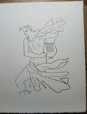Jean Cocteau : Lithographie Orphée 1930 Signée datée dans la planche