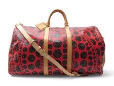 SAC DE VOYAGE LOUIS VUITTON X YAYOI KUSAMA KEEPALL 55 MONOGRAM BANDOULIERE BAG
