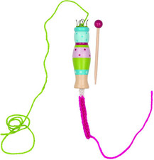 Tricotin en bois " Petits pois" avec aiguille en bois et 4 fils