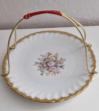 Assiette à Gâteau en Porcelaine Allemande Hartporzellan avec poigne de support
