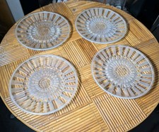 ANDRE HUNEBELLE 4 PLATS ASSIETTES ART DECO VERRE MODELE CHRYSANTHÈMES 
