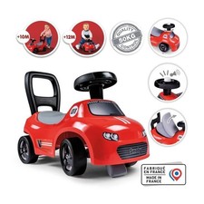 Smoby - Porteur enfant 2 en 1 - Auto Rouge - Coffre sous la selle + klaxon - Des