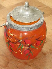 Ancien pot à biscuit ou bonbons verre émaillé vintage années 50 french antiique