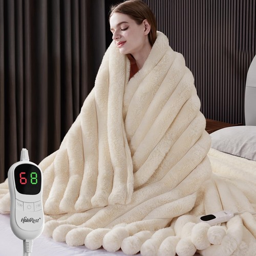 Heated throw blanket - faux, fur
