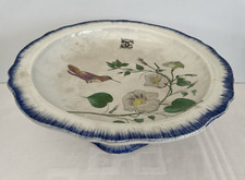 Coupe à fruits/piédouche, Creil Montereau, modèle Rousseau, Colibri et liseron