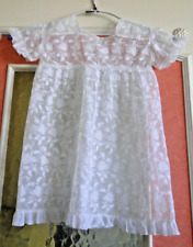 Robe ancienne bébé poupon en voile brodé hauteur 46 cm début XXème