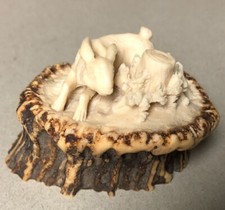 Bois de cerf sculpté d'un