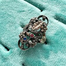 Antique Giardinetti style 18K gold French flower bouquet ring