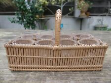 Cave à Liqueur porte verre en osier 6 verres Cristal taillé COSY Vintage 18X10cm