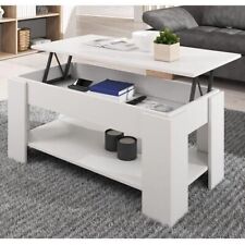 Table basse relevable-DESIGN-NEUF-BLANC-Salon- Contemporain-Rectangulaire