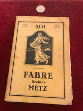 catalogue brochure ancienne N54 fabre graines metz 1931
