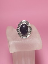 Bague Argent 925 Et Onyx Cabochon