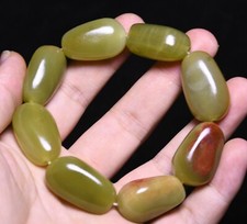 3.9'' Old Chinese Dynasty Natural Hetian Jade Carving Handstring Jewels Bracelet