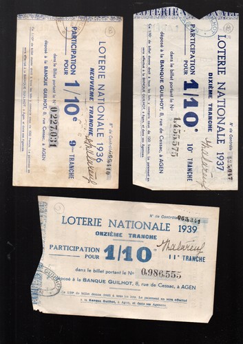 Lot billets loterie - lot, 5