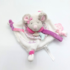 Doudou plat souris Pearly Doudou et Compagnie DC2976 gris blanc rose violet