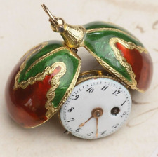 Miniature BERRY SHAPE 18k GOLD & ENAMEL VERGE FUSEE Antique Pocket Watch