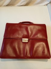 Mallette porte-documents en cuir rouge 2 soufflets Vintage