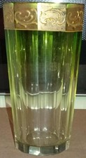 MOSER ANCIENNE VERRE GOBELET A FACETTES ROEMER CRISTAL COULEUR VERT GOLD ?