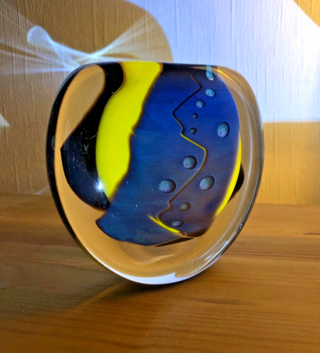 Vase verre soufllé signé - verre,