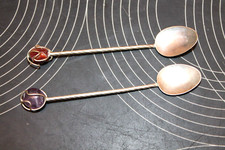 cuillère à sel autre avec 2 pierres de couleur,travail artisanal collection