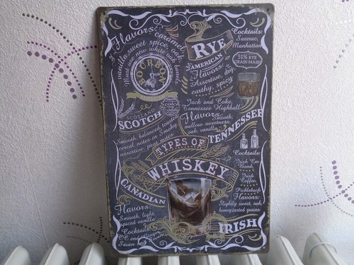 Tole metal whisky scotch menu - tole,