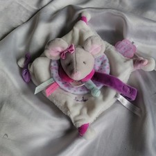 Doudou souris Pearly, attache tétine, blanc, Doudou et Compagnie (Cie)