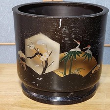 Brasero japonais Hibachi, cuivre ancien H9 pouces 35 oz, grue prune bambou