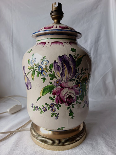 Pied lampe faience decor - de, en