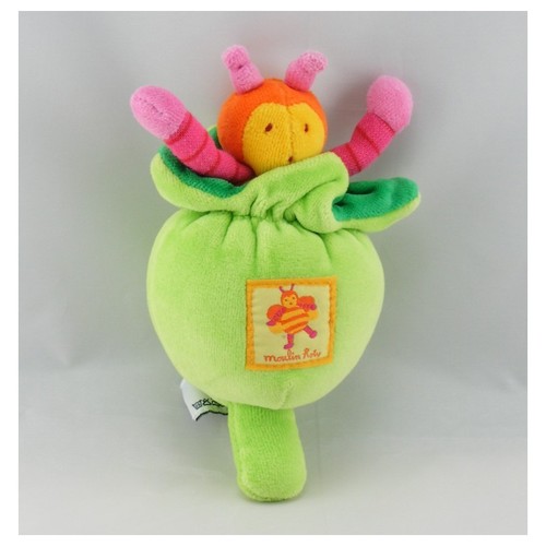 Doudou hochet fleur verte