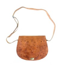 Sac à main Besace Gibecière Épaule 100% Cuir avec motifs Couleur camel