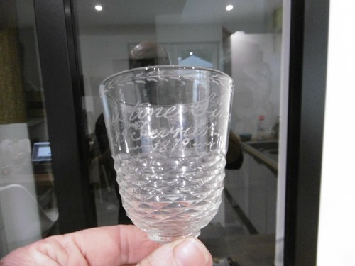 Ancien verre gravé mariage - ancien,