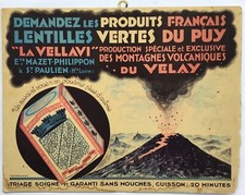 CARTON LENTILLES VERTES DU PUY LA VELLAVI MAZET PHILIPPON ST PAULEN VOLCAN