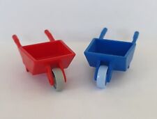 PLAYMOBIL LOT DE 2 BROUETTES ENFANT ROUGE ET BLEUE