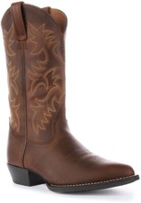 ARIAT Héritage 6 Couture Cuir Bout Rond Ouest Bottes Hommes en Marron 7 - 12
