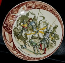 ASSIETTE PARLANTE FAIENCE CERAMIQUE U&C SARREGUEMINES SERIE JEANNE D'ARC N° 8