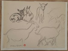 TOURTE Suzanne. [Chèvres]. XXème-DESSIN