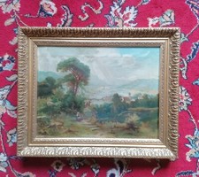 HST PAYSAGE ANIMÉ PERSONNAGES THÉODORE KNAUS (1854-1921) ÉCOLE DE BARBIZON 