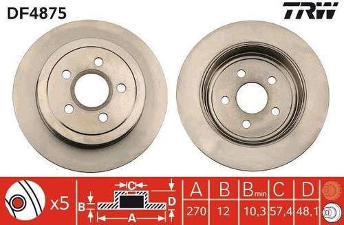 Brake disc trw df4875 - df4875, for