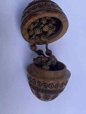 BOITE A CHAPELET COROZO SCULPTÉS AVEC CHAPELET COROZO XIX SIÈCLE