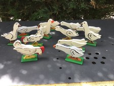 JOUET ANCIEN 12  OIES EN BOIS